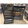 Image 1 : 2 BLACK METAL MOBILE MULTI TIER PARTS BIN HOLDER CARTS