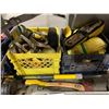 Image 2 : 3 CRATES OF ASSORTED RATCHET TIE DOWN STRAPS, BLAST POT & LARGE HAND TOOLS