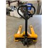 Image 2 : ULINE 3300LBS MAX CAPACITY YELLOW INDUSTRIAL LOW PROFILE 4 WAY PALLET TRUCK