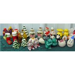 Lot Of Over 20 Pairs Of Vintage Salt & Pepper Shakers - Elves, Santa & Mrs. Claus, Pandas, Flowers, 