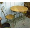 Image 1 : Oak And Iron 3 Piece Ice Cream Set - Table And Chairs