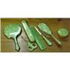 Image 1 : 7 Piece Green Celluloid Vintage Dresser Set