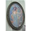 Image 1 : Oval Convex Frame Print Depicting Lady In Garden