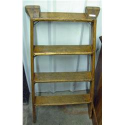 Vintage General Store / Library Ladder - With Original Metal Wheels