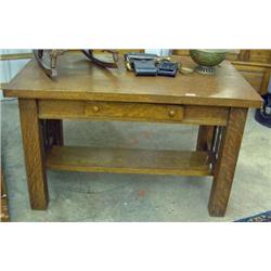 Quartersawn Oak Library Desk With Cutout Side Panels