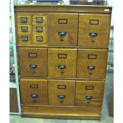 Oak Barrister's File Cabinet, 3 Stacking Sections