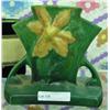 Image 1 : Roseville 2 Handled Vase, Clematis, Green, Flower Arranger Vase #192-5