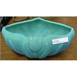 Van Briggle Blue Low Vase, 8 1/2 X 6 X 3 Inches, Tulip Design