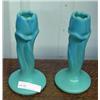 Image 1 : Pair Of Blue Van Briggle Candlesticks, 6 Inches