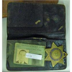 San Quentin Prison Officer Badge And I D Card In Leather Case, Belonged To Jack Phillips