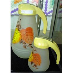 Large And Small Syrup Pitchers, Fall Leaf Design