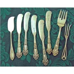 Eight Pieces Of Sterling Flatware - 6 Butter Knives, 2 Serving Forks