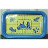Image 1 : 8 Vintage Metal Trays, Blue And Yellow Depicting A Victorian Woman With A Book
