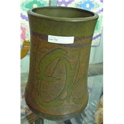 Terra Cotta Vase With Copper Overlay