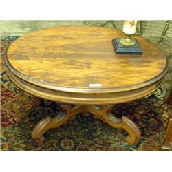 Walnut Oval Pedestal Coffee Table