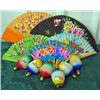Image 1 : Lot Of Vintage Hand Fans And Large Chinese Lantern Style Bulbs