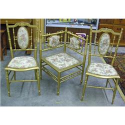3 Boudoir Chairs - A Corner Chair And 2 Side Chairs With Upholstered Seats And Backs
