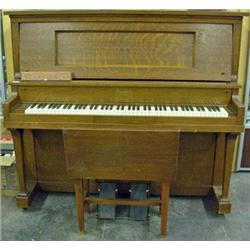 Euphona Quartersawn Oak Player Piano By The Cable Company, Chicago, With Bench - Works Great!