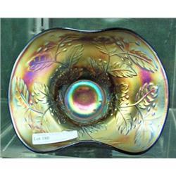 Cobalt Blue Carnival Dish, Holly Pattern, Hat Shape