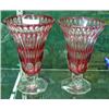 Image 1 : 2 Cranberry Cut To Clear Vases - Sold Each
