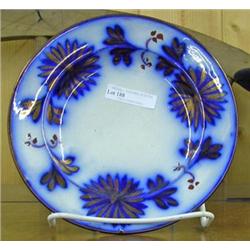 Four Flow Blue Plates With Copper Lustre, Marked Staffordshire England - Sold Each