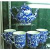 Image 1 : Blue And White Teapot And 4 Cups By Churchill, Staffordshire
