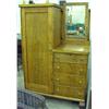 Image 1 : Oak 4 Drawer Chifforobe, Quartersawn, Beveled Swing Mirror