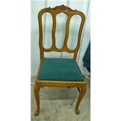 Set Of 5 Oak Country French Upholstered Seat Dining Chairs
