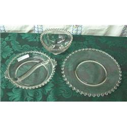 3 Pieces Candlewick - Divided Dish, Bowl And Plate