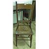 Image 1 : Oak Pressback Leather Seat Side Chair