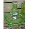 Image 1 : Green Depression 3 Footed Bowl And Block Optic Tumble Up
