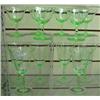 Image 1 : Lot Of 6 Green Depression Water Goblets And 6 Green Wine Glasses