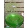 Image 1 : 10 Green Depression Plates, 8 1/4 Inches, Block Optic