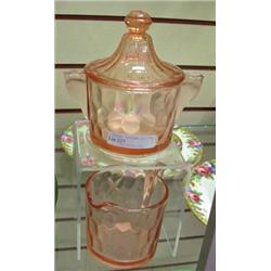 Pink Depression Creamer And Sugar, Hex Optic