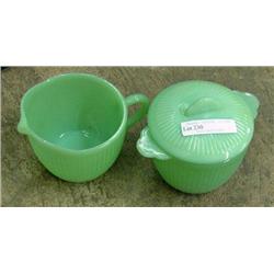 Fire King Jadeite Creamer And Sugar, Jane Ray Pattern
