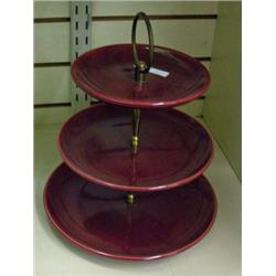 Bauer 3 Tier Tidbit Tray, Burgundy Monterey Moderne