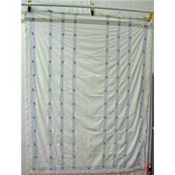 Vintage Cotton Hand Embroidered Full Size Bed Coverlet