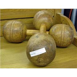 Pair Of Wooden Vintage Bar Bells