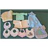 Image 1 : Lot Of Vintage Baby Items - Crocheted Sweater And Cape, Blanket, Cute Bibs