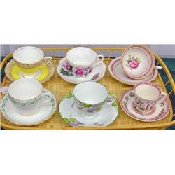 Lot Of 6 Sets Decorative Cups And Saucers - Royal Stafford, Royal Dover, Royal Stuart, Etc.