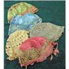 Image 1 : Lot Of Vintage Satin And Lace Sleeping Caps, Crocheted Handbag And Embroidered Scarf