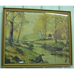 Large Framed Print Of A Homestead By A River