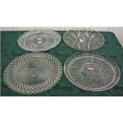 Lot Of 3 Glass Round Trays And 1 Divided Round Tray