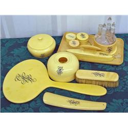 Lot Of 12 Celluloid Dresser Pieces, Monogrammed C H W