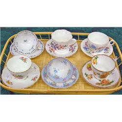 6 Decorative Cup And Saucer Sets - Lefton, Coalport, Copelands, Etc.