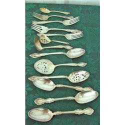 Lot Of 13 Assorted Silverplate Serving Pieces, 3 Spoons Marked ' The New Poodle Dog'