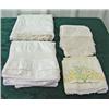 Image 1 : Lot Of Linens - Tablecloths, Embroidered Pillowcases, Crocheted Doilies And Runners