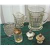 Image 1 : Lot Of Old Glassware - Paneled Pitcher, Sugar Jar, Creamer And Sugar And Salt & Pepper