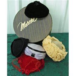 Marche Hat Box With 5 Vintage Hats