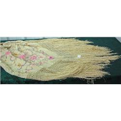 Square Embroidered Piano Shawl With 18 Inch Fringe
